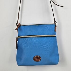 Dooney and Bourke blue nylon crossbody purse H 10.25" x W 4" x L 10.5"